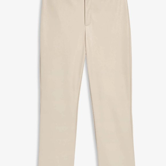 Beige Faux Leather Pants - Picture 1 of 3